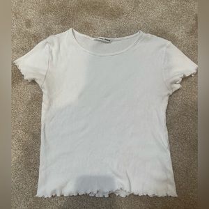 Reformation White Lettuce Hem Tee